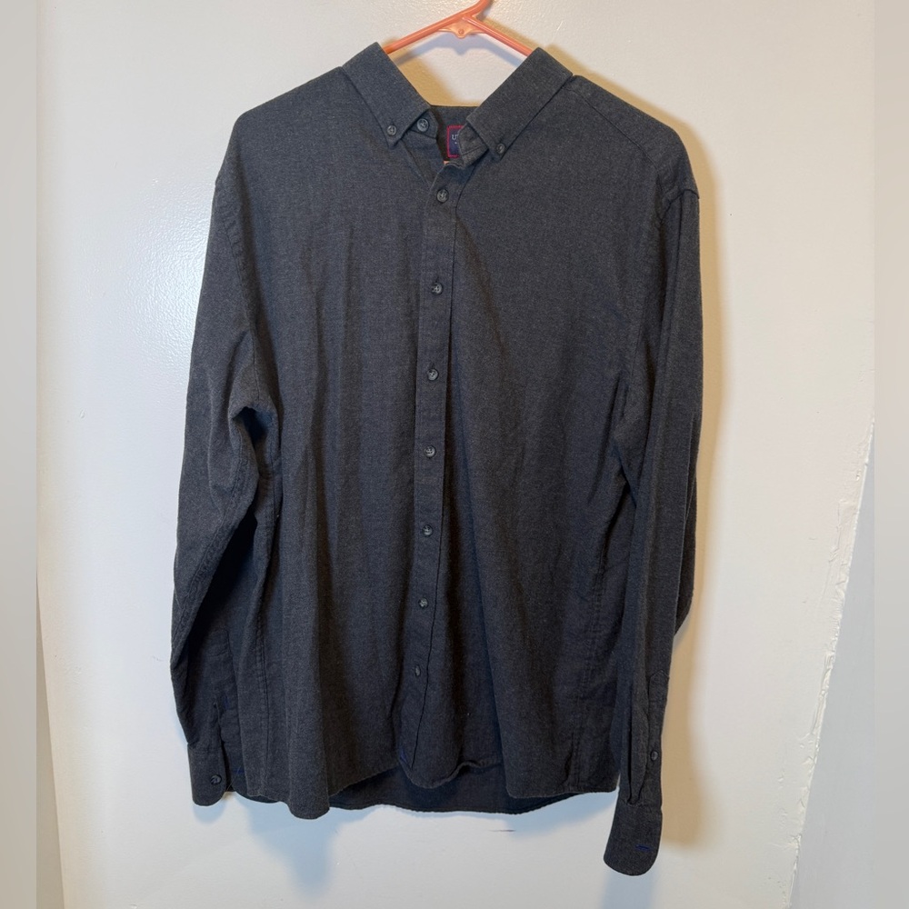 Untuck it long sleeve full button up shirt gray men's size XL tall slim